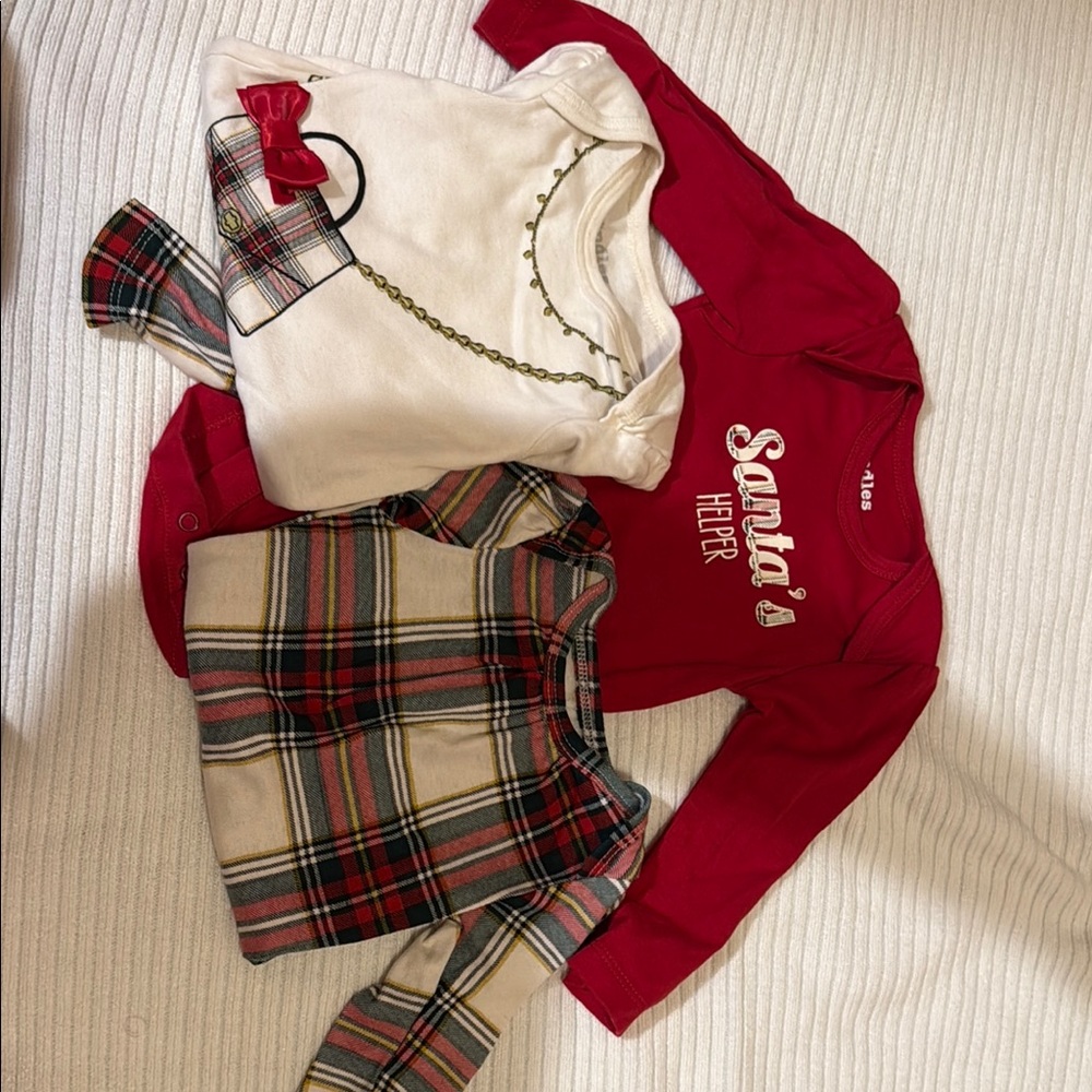 Kids Festive Shirt Set - Red, White, and Plaid